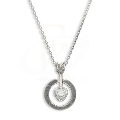 Sterling Silver 925 Heart Arrow In Circle Necklace - Fkjnklsl3022 Necklaces