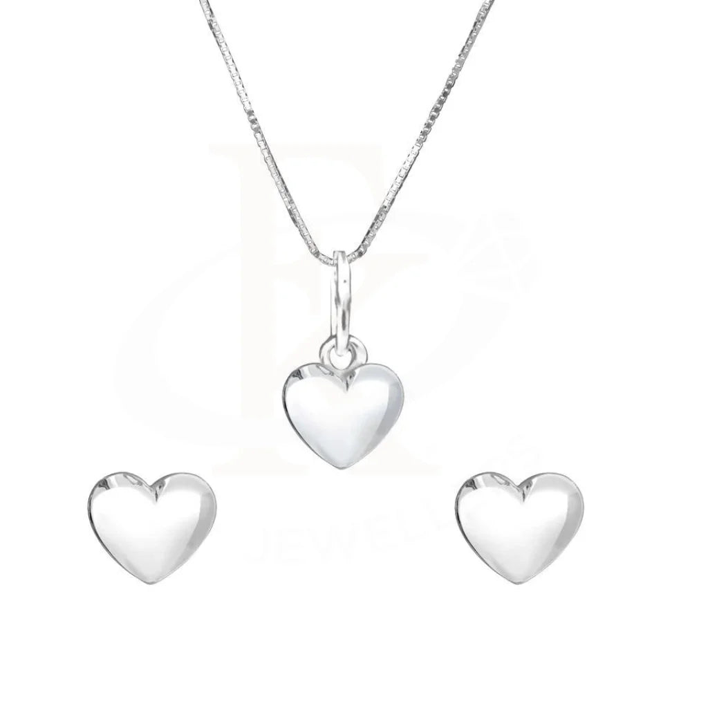 Italian Silver 925 Heart Pendant Set (Necklace And Earrings) - Fkjnklst1782 Sets