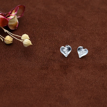 Sterling Silver 925 Heart Shaped Cubic Zirconia Earrings - Fkjernsl8029