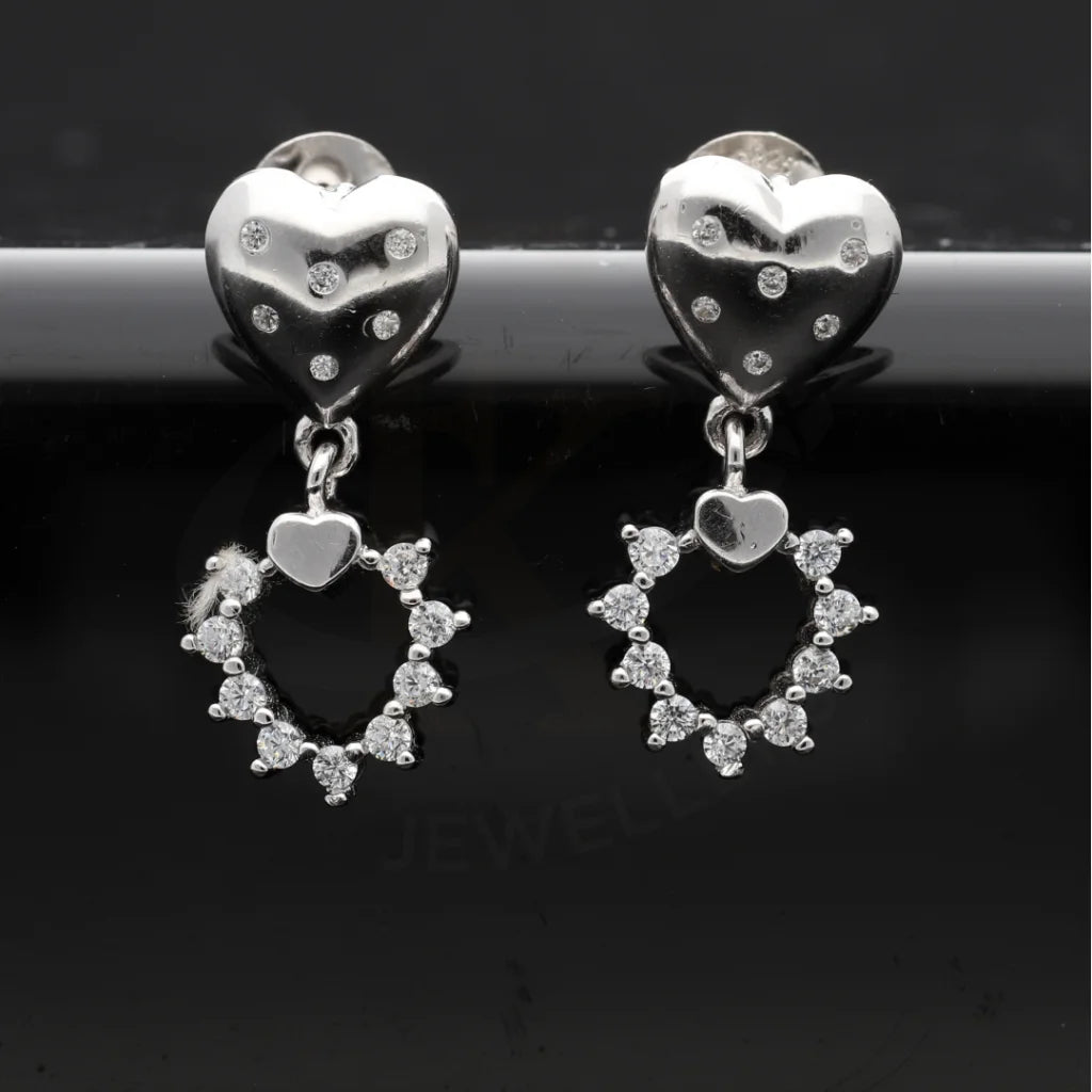 Sterling Silver 925 Heart Shaped Earrings - Fkjernsl8034