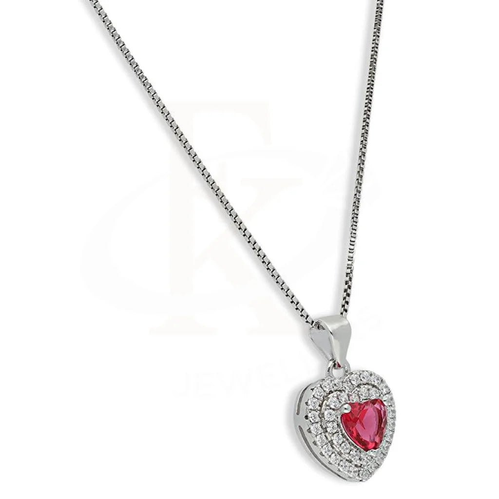 Italian Silver 925 Heart Shaped Solitaire Pendant Set (Necklace Earrings And Ring) - Fkjnklstsl2262