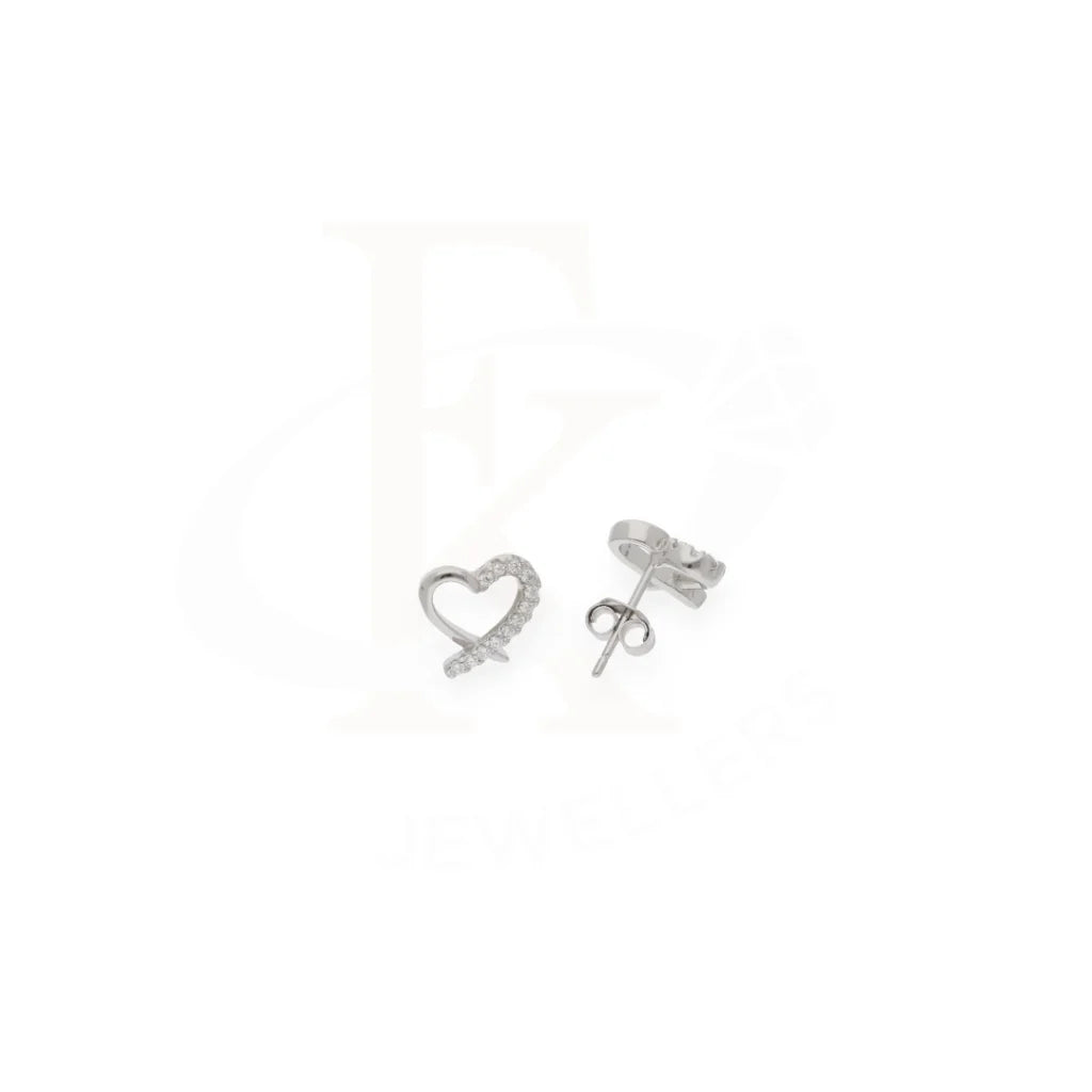 Sterling Silver 925 Heart Shaped Stud Earrings - Fkjernsl7974