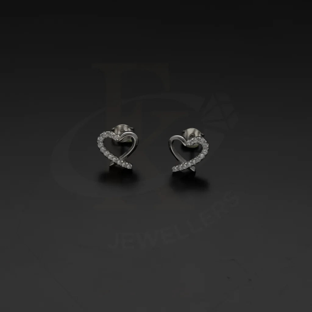 Sterling Silver 925 Heart Shaped Stud Earrings - Fkjernsl7974