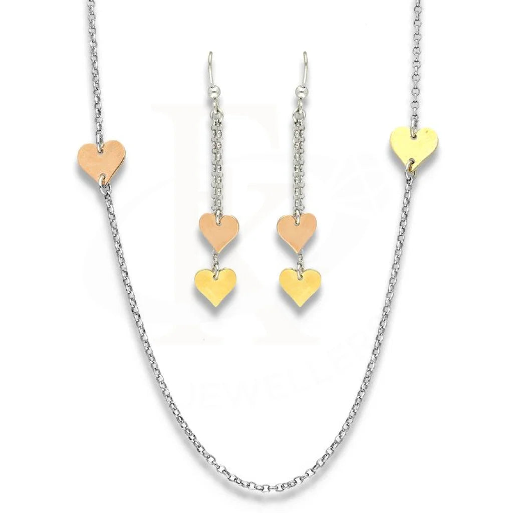 Italian Silver 925 Hearts Pendant Set (Necklace And Earrings) - Fkjnklstsl2343 Sets