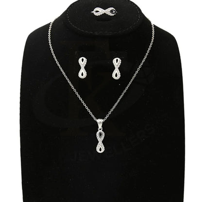 Italian Silver 925 Infinity Pendant Set (Necklace Earrings And Ring) - Fkjnklst2007 Sets