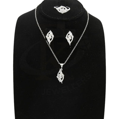 Italian Silver 925 Leaf Shaped Pendant Set (Necklace Earrings And Ring) - Fkjnklst1991 Sets