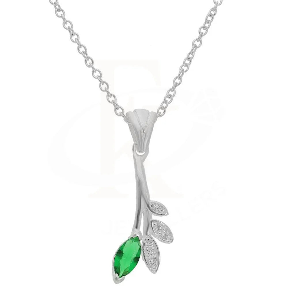 Italian Silver 925 Leaf Shaped Pendant Set (Necklace Earrings And Ring) - Fkjnklst2077 Sets