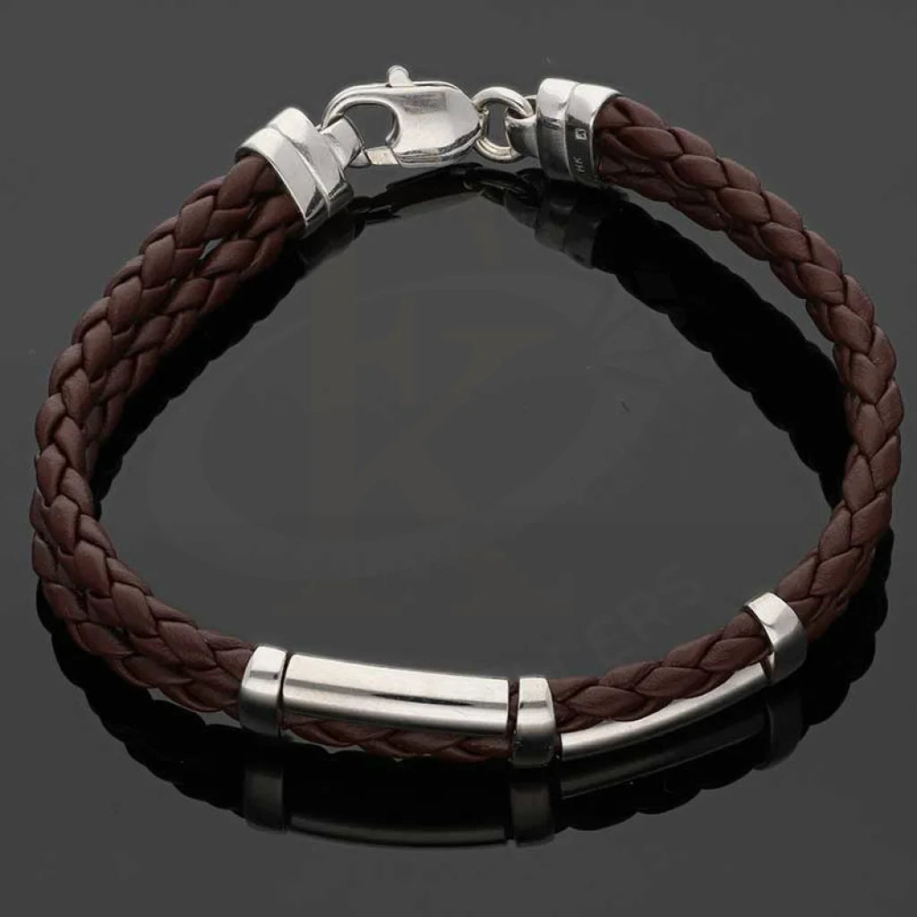 Sterling Silver 925 Leather Bracelet - Fkjbrlsl2859 Bracelets