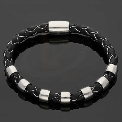 Sterling Silver 925 Leather Bracelet - Fkjbrlsl2865 Bracelets