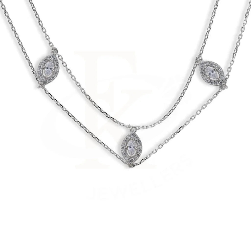 Sterling Silver 925 Marquise Shaped Solitaires Necklace - Fkjnklsl2942 Necklaces