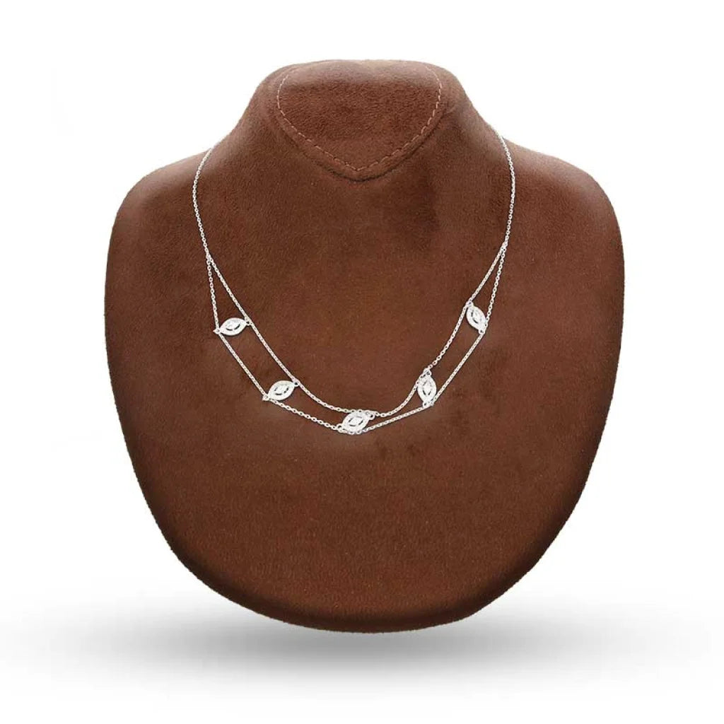 Sterling Silver 925 Marquise Shaped Solitaires Necklace - Fkjnklsl2942 Necklaces