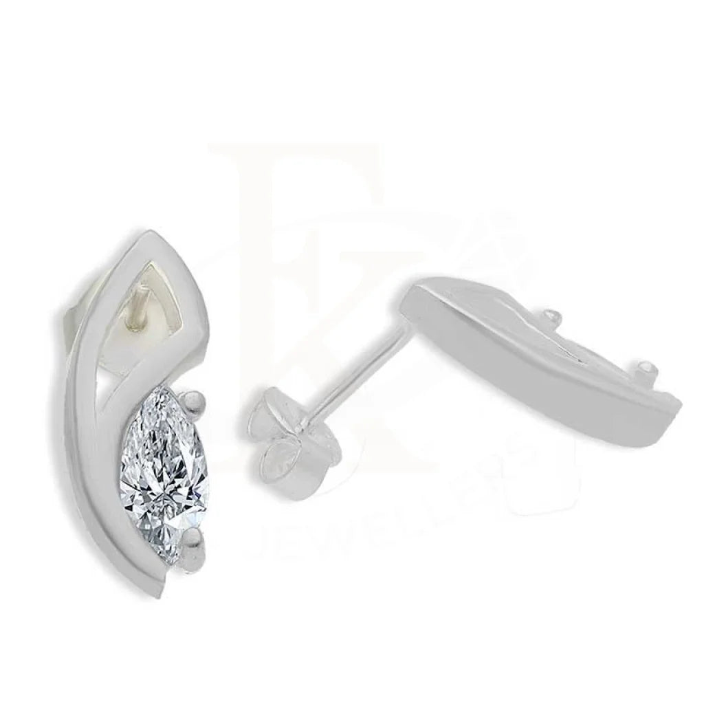 Sterling Silver 925 Marquise Shaped Stud Earrings - Fkjernsl3066