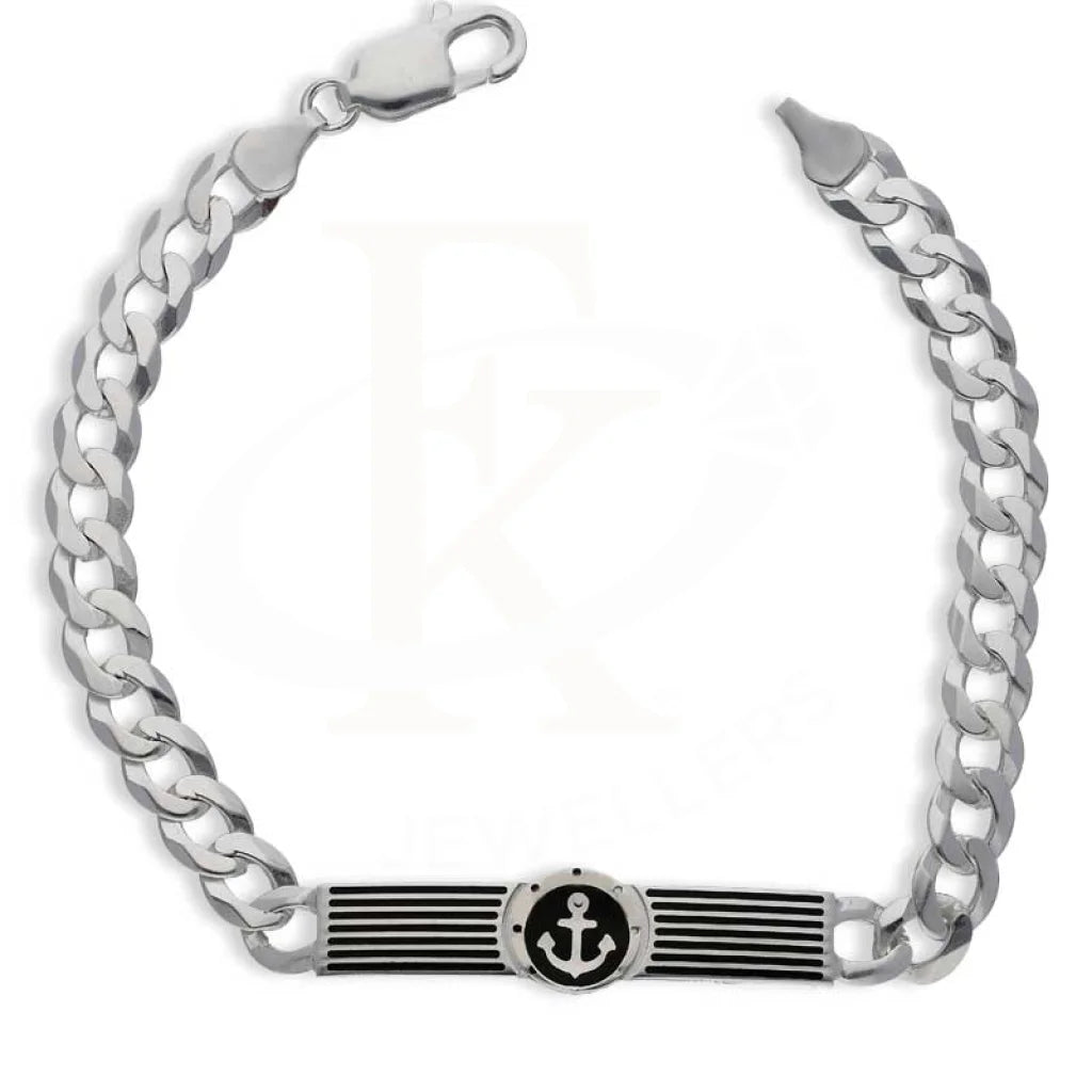 Sterling Silver 925 Mens Anchor Figaro Bracelet - Fkjbrlsl2879 Bracelets