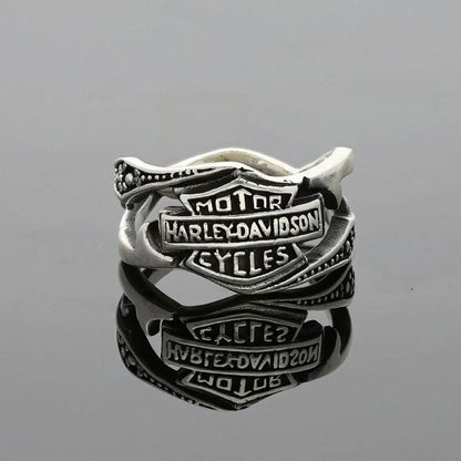 Italian Silver 925 Mens Harley Davidson Biker Ring - Fkjrnsl2502 Rings