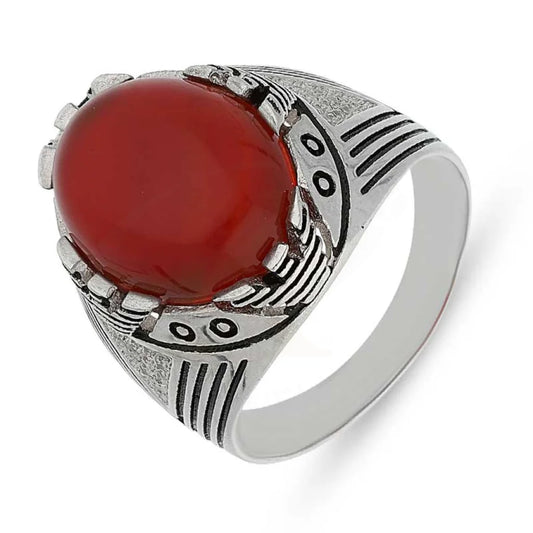 Italian Silver 925 Mens Red Solitaire Ring - Fkjrnsl2507 Rings