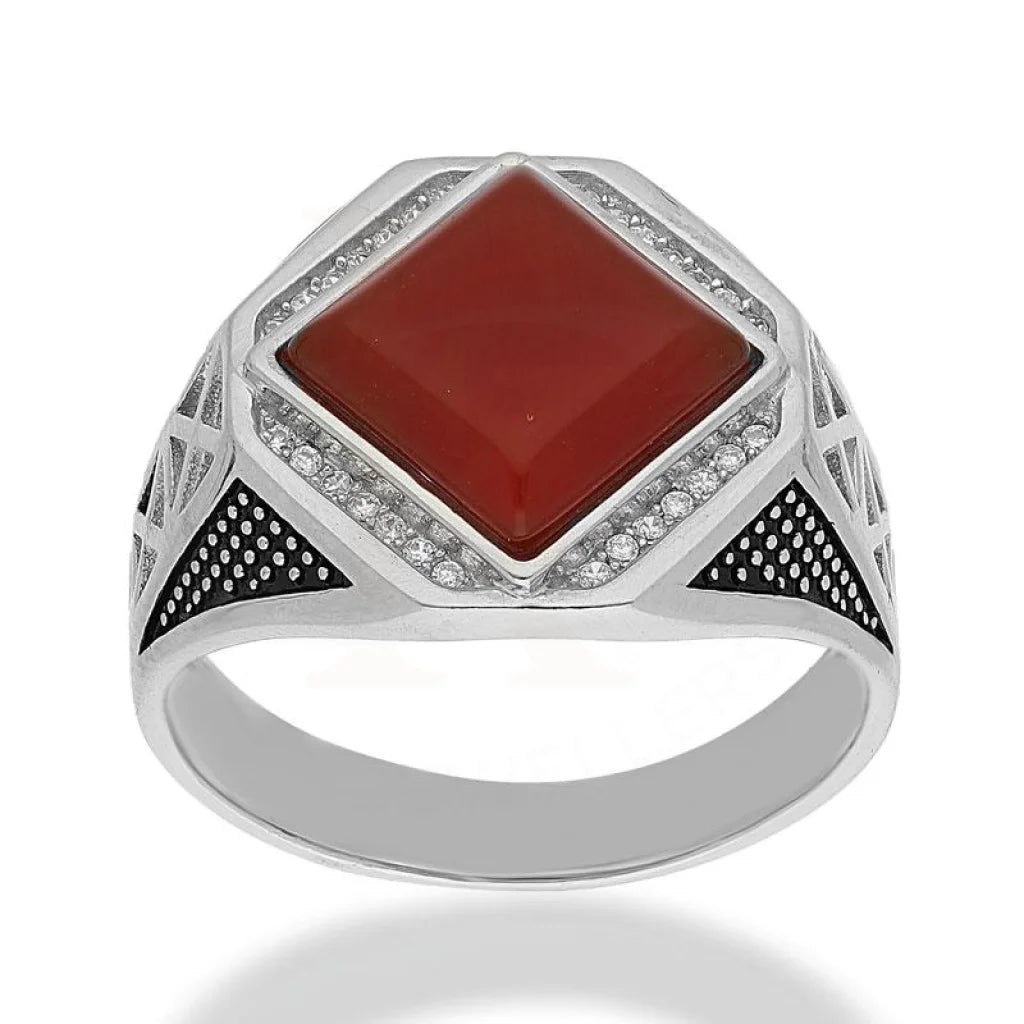 Italian Silver 925 Mens Red Solitaire Ring - Fkjrnsl2509 Rings