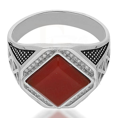 Italian Silver 925 Mens Red Solitaire Ring - Fkjrnsl2509 Rings