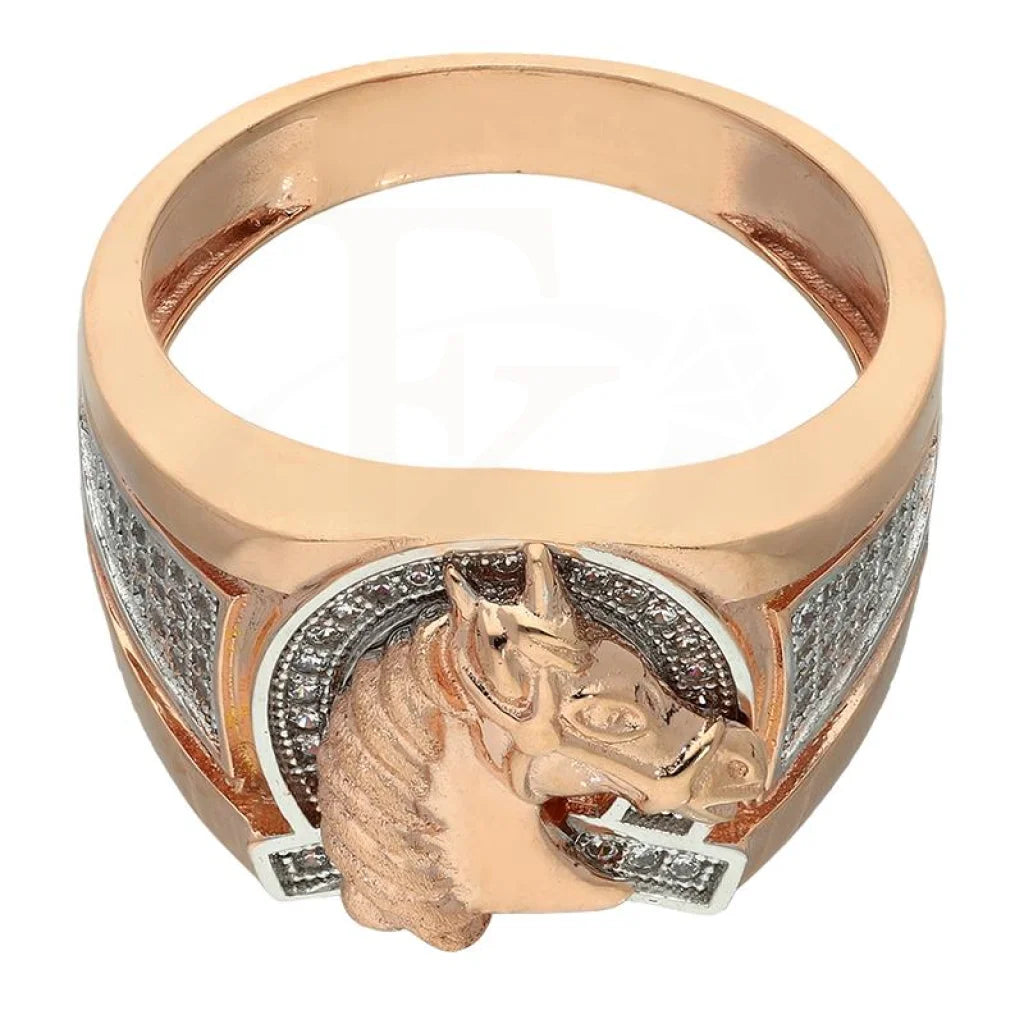 Italian Silver 925 Mens Rose Gold Plated Horse Shaped Ring - Fkjrnsl2905 Rings