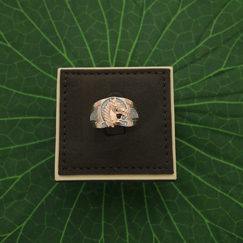 Italian Silver 925 Mens Rose Gold Plated Horse Shaped Ring - Fkjrnsl2905 Rings