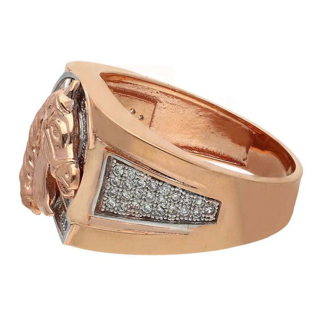 Italian Silver 925 Mens Rose Gold Plated Horse Shaped Ring - Fkjrnsl2905 Rings