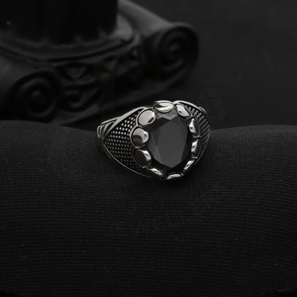 Sterling Silver 925 Mens Solitaire Black Zircon Stone Ring - Fkjrnsl8240 Rings