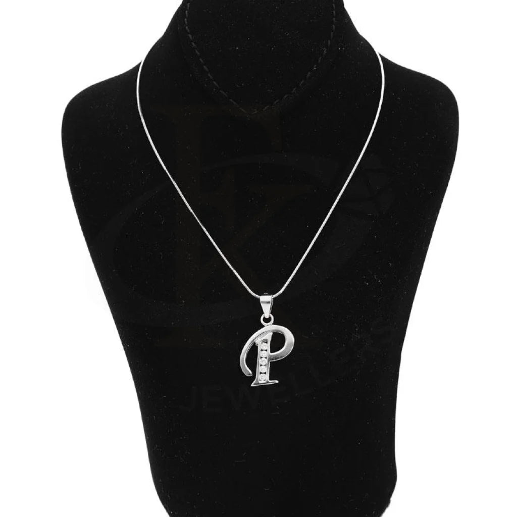 Italian Silver 925 Necklace (Chain With Alphabet Pendant) - Fkjnklsl2003 Letter P / 3.36 Grams