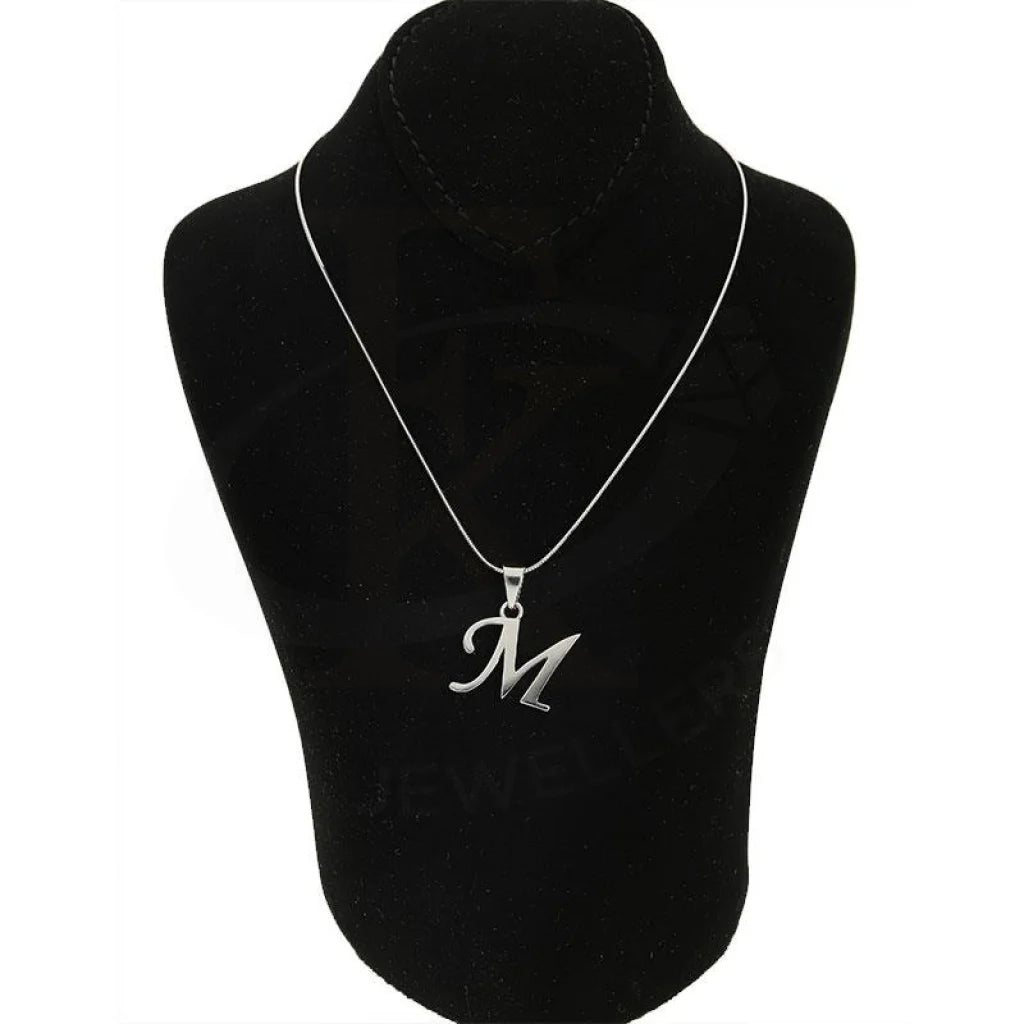 Italian Silver 925 Necklace (Chain With Alphabet Pendant) - Fkjnklsl2050 Letter M / 3.56 Grams