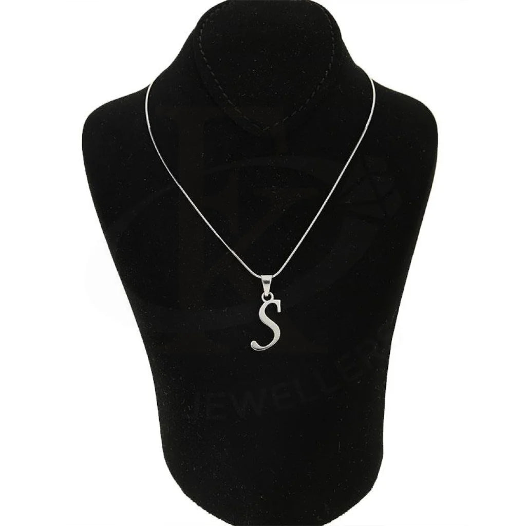 Italian Silver 925 Necklace (Chain With Alphabet Pendant) - Fkjnklsl2050 Letter S / 2.90 Grams