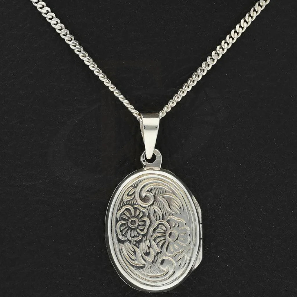 Italian Silver 925 Necklace (Chain With Oval Shaped Amulet Locket Pendant) - Fkjnklsl2337 Necklaces