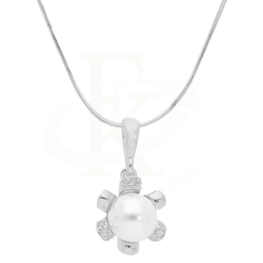 Sterling Silver 925 Necklace (Chain With Pearl Pendant) - Fkjnklsl3057 Necklaces