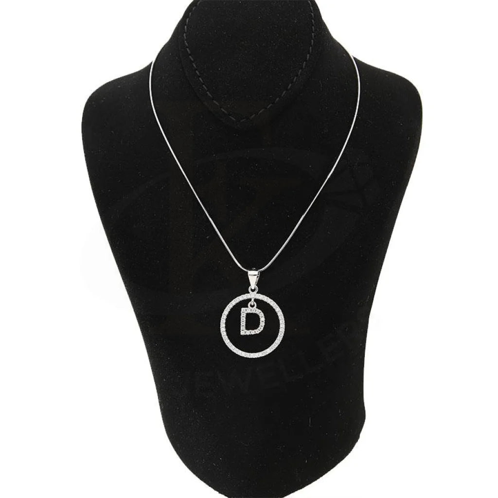 Italian Silver 925 Necklace (Chain With Round Shaped Alphabet Pendant) - Fkjnklsl1999 Letter D /