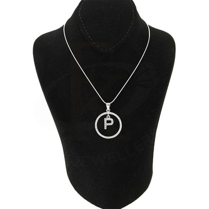 Italian Silver 925 Necklace (Chain With Round Shaped Alphabet Pendant) - Fkjnklsl1999 Letter P /