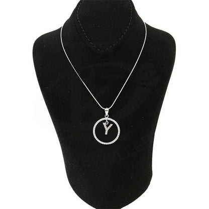 Italian Silver 925 Necklace (Chain With Round Shaped Alphabet Pendant) - Fkjnklsl1999 Letter Y /