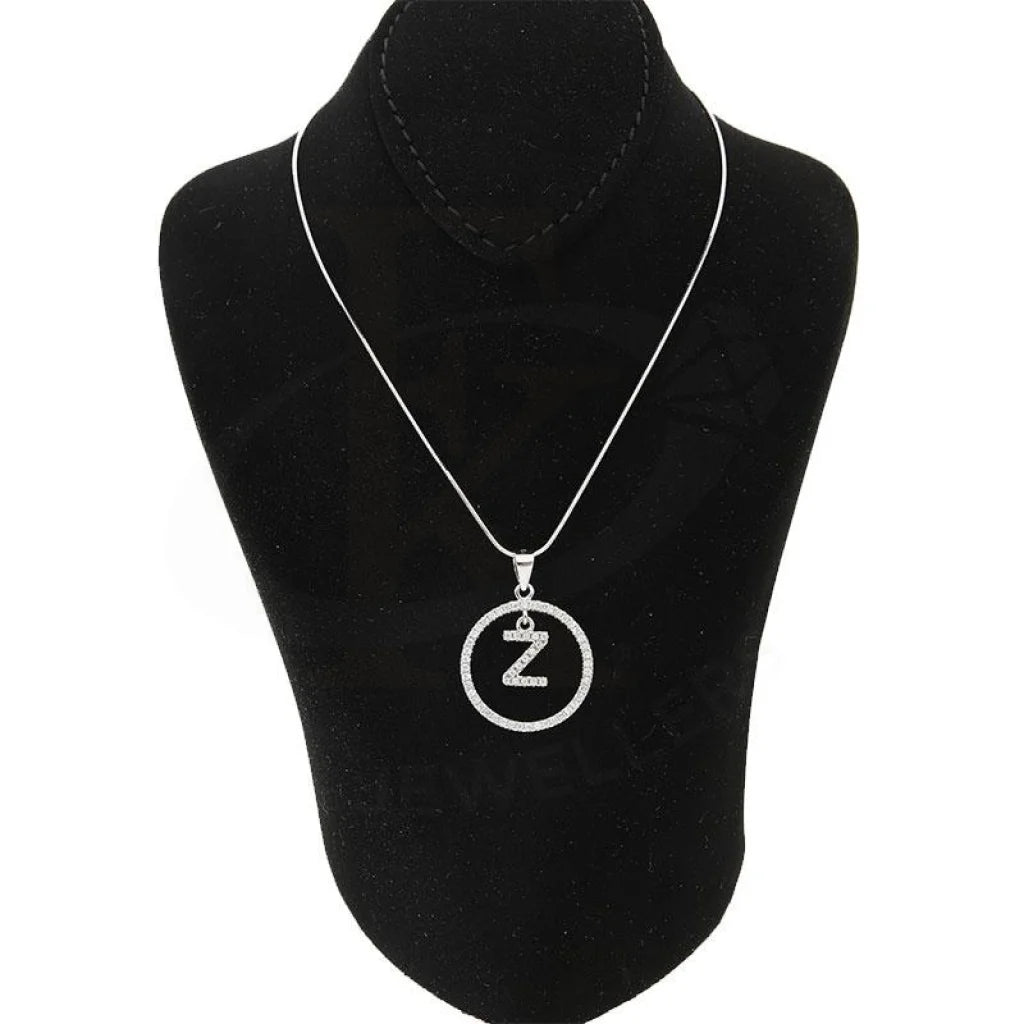 Italian Silver 925 Necklace (Chain With Round Shaped Alphabet Pendant) - Fkjnklsl1999 Letter Z /