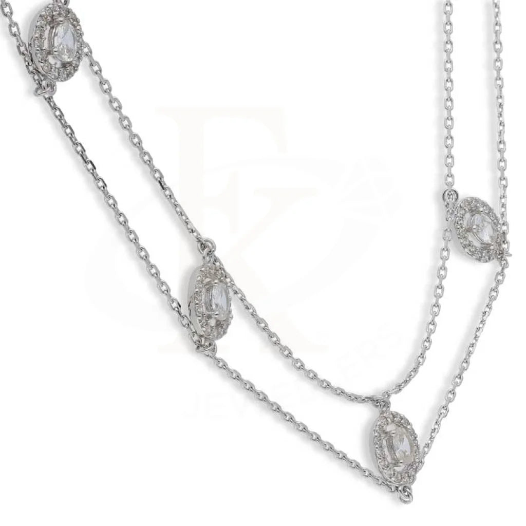 Sterling Silver 925 Oval Shaped Solitaires Necklace - Fkjnklsl2923 Necklaces