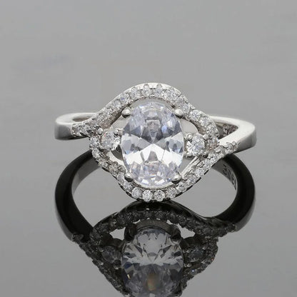 Italian Silver 925 Oval Solitaire Ring - Fkjrnsl2481 Rings