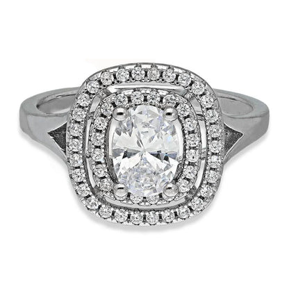 Italian Silver 925 Oval Solitaire Ring - Fkjrnsl3002 Rings