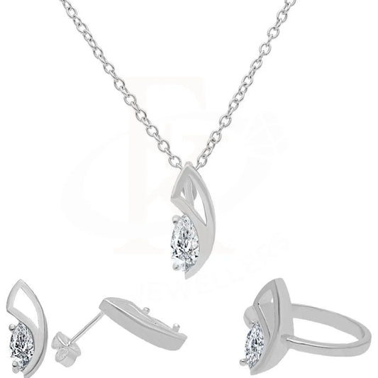 Italian Silver 925 Pear Pendant Set (Necklace Earrings And Ring) - Fkjnklst2013 Sets