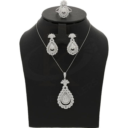 Italian Silver 925 Pear Shaped Pendant Set (Necklace Earrings And Ring) - Fkjnklstsl2333 Sets