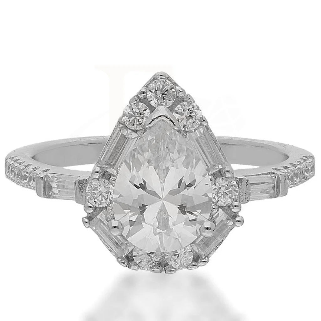 Italian Silver 925 Pear Shaped Solitaire Ring - Fkjrnsl2459 Rings