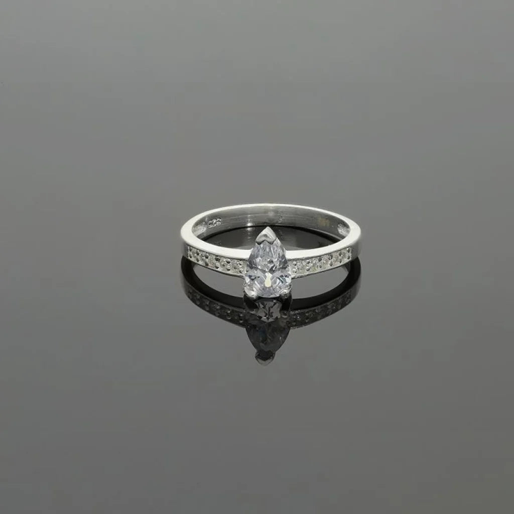 Italian Silver 925 Pear Shaped Solitaire Ring - Fkjrnsl2789 Rings