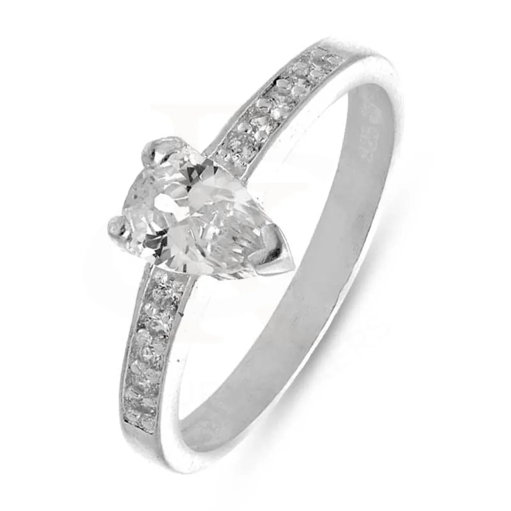 Italian Silver 925 Pear Shaped Solitaire Ring - Fkjrnsl2789 Rings