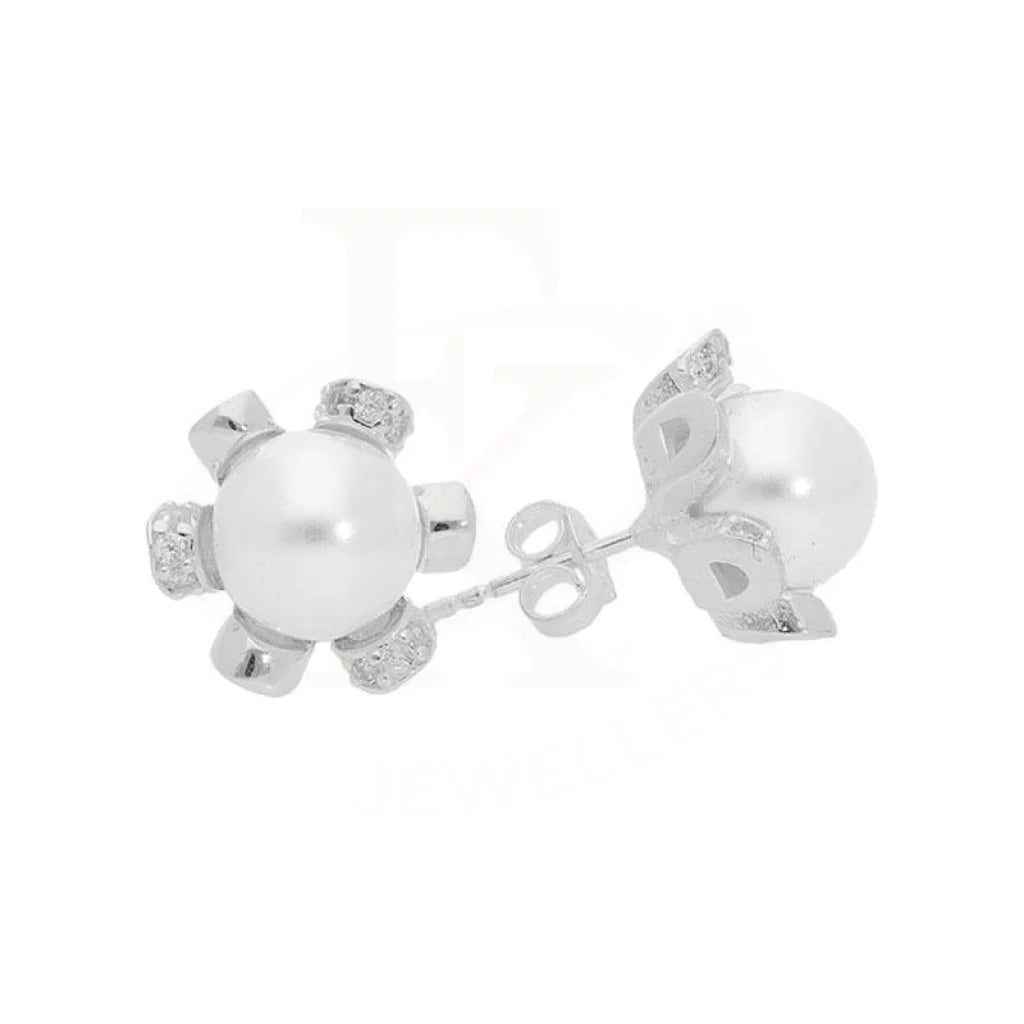 Sterling Silver 925 Pearl Stud Earrings - Fkjernsl2981