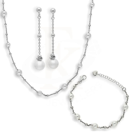 Italian Silver 925 Pendant Set (Necklace Earrings And Bracelet) - Fkjnklstsl2166 Sets