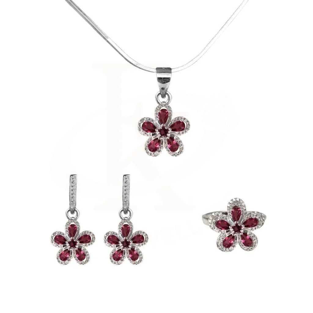 Italian Silver 925 Pendant Set (Necklace Earrings And Ring) - Fkjnklst1764 Sets