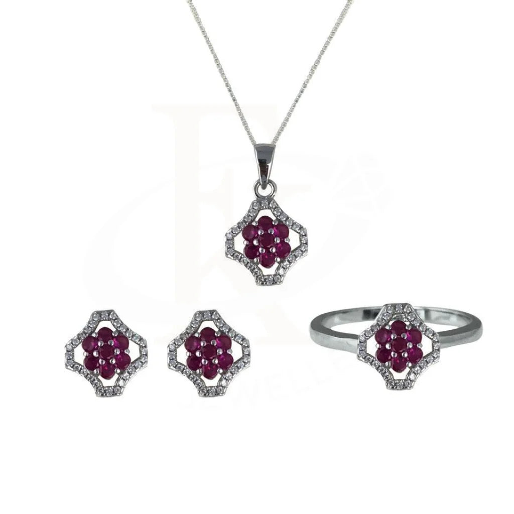 Italian Silver 925 Pendant Set (Necklace Earrings And Ring) - Fkjnklst1772 Sets