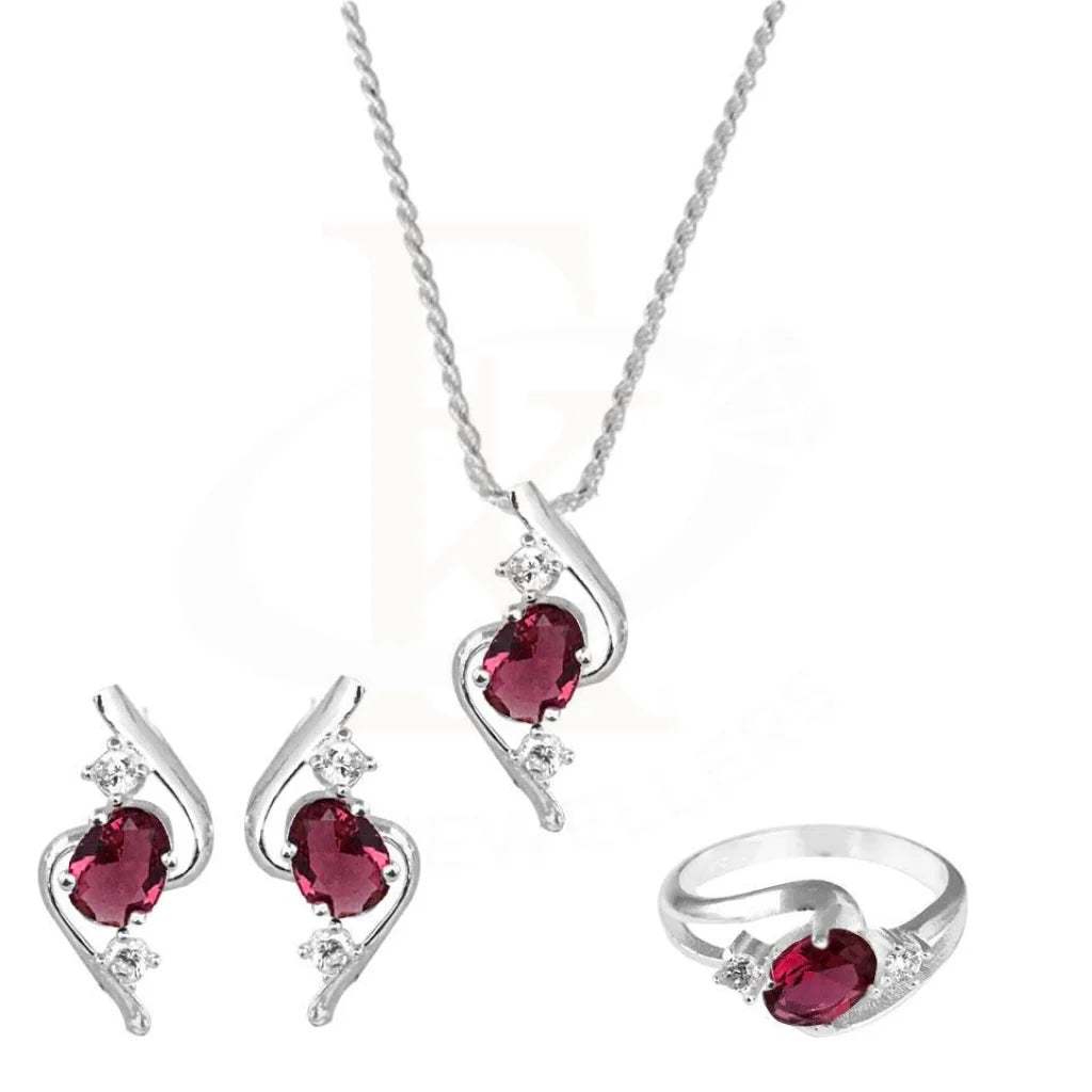 Italian Silver 925 Pendant Set (Necklace Earrings And Ring) - Fkjnklst1834 Sets