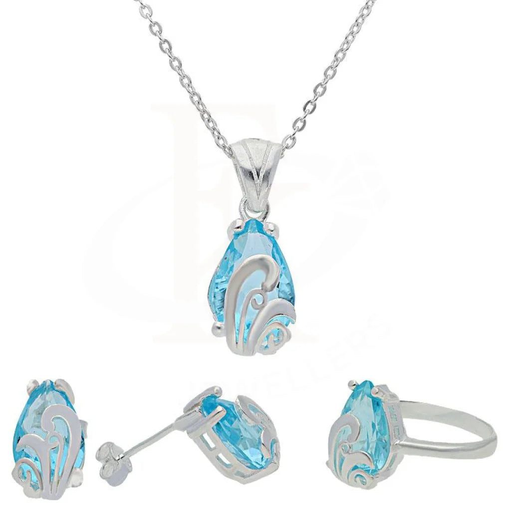 Italian Silver 925 Pendant Set (Necklace Earrings And Ring) - Fkjnklst1950 Sets