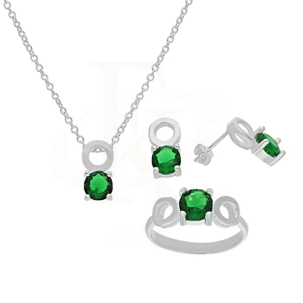 Italian Silver 925 Pendant Set (Necklace Earrings And Ring) - Fkjnklst2056 Sets