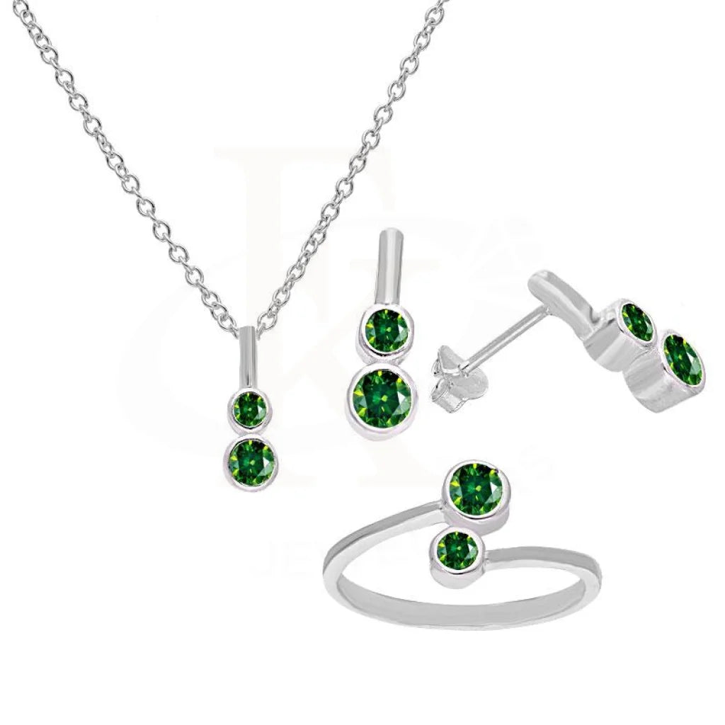 Italian Silver 925 Pendant Set (Necklace Earrings And Ring) - Fkjnklst2068 Sets